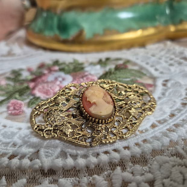 vintage) 1950s 카메오 브로치