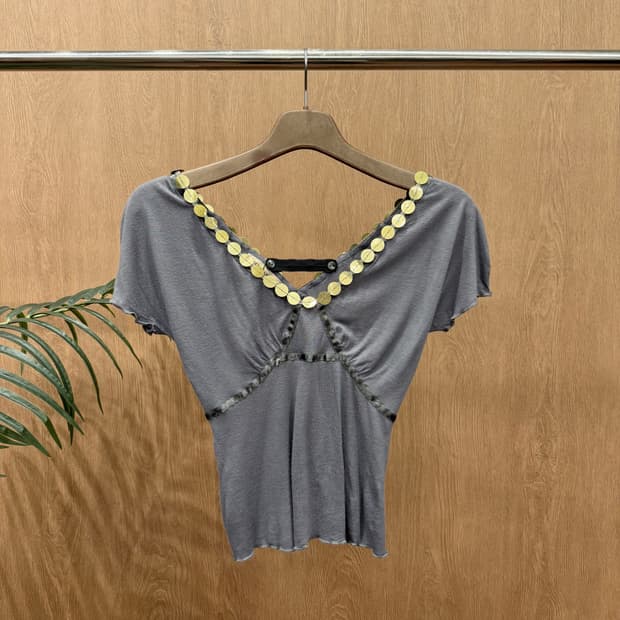 씨 바이 끌로에 로고 프린팅 반팔 티셔츠 퍼프소매 캐주얼 오렌지