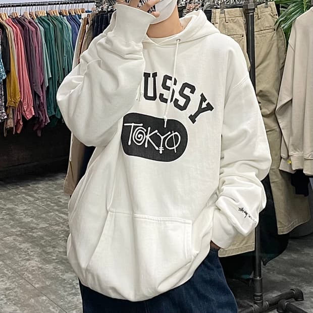 스투시 도쿄 화이트 빅로고 후드