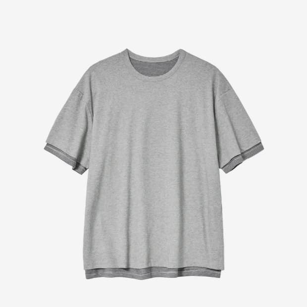 해칭룸) 회색 반팔 Two Face Stripe Tee Grey