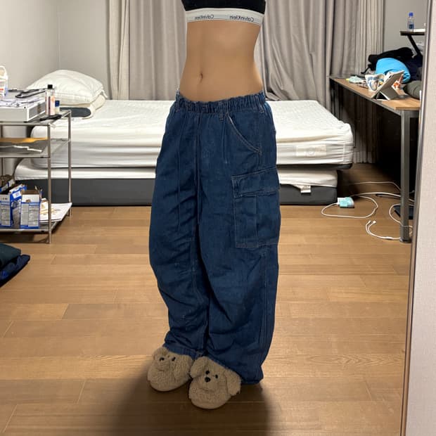 니코 앤드 힙합 와이드 데님 팬츠 중청