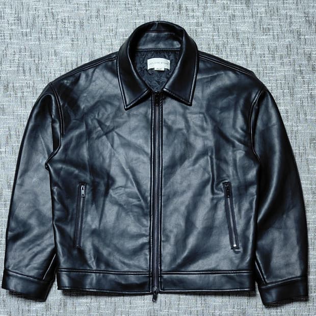 [S/남녀공용] 라퍼지스토어 버핑레더 미니멀 퀼팅 자켓