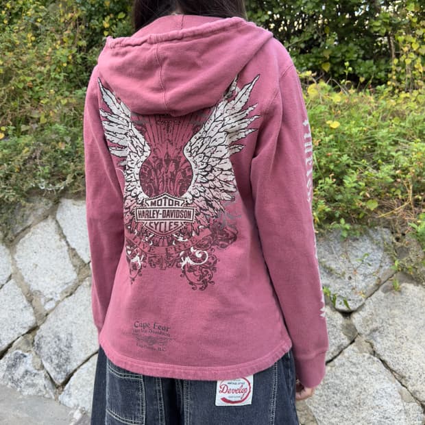 2010 할리데이비슨 레드 빈티지 윙 후드 집업