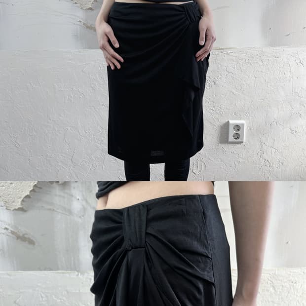 pintuck frill midi skirt