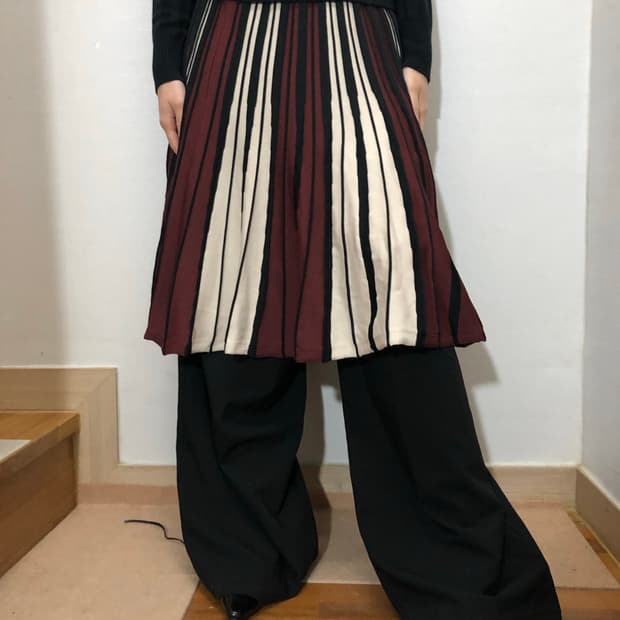 빈티지 컬러 믹스 스트라이프 스커트