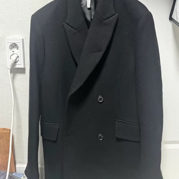 무료배송) 노이어 울 트윌 더블 브레스티드 하프 자켓 블랙 50 size