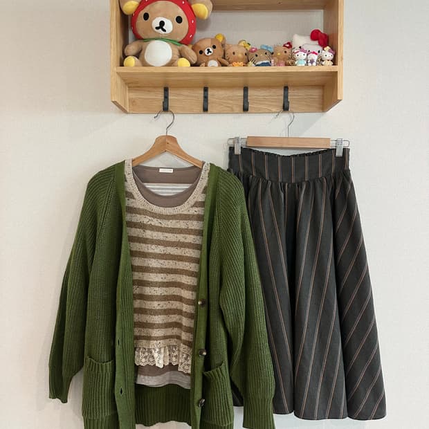 jpn 말차코어 하구미 스즈코 모리걸 히피 아오이유우 레이어드 코디세트