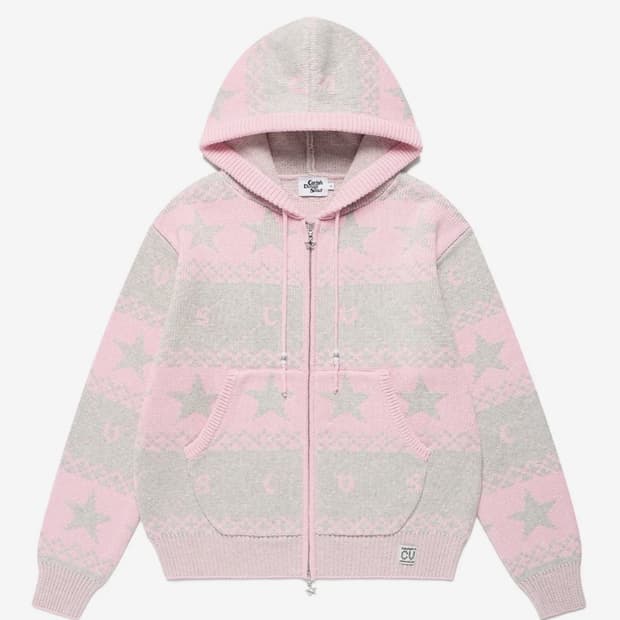 카비시 니트 집업 핑크 NORDIC KNIT ZIP UP