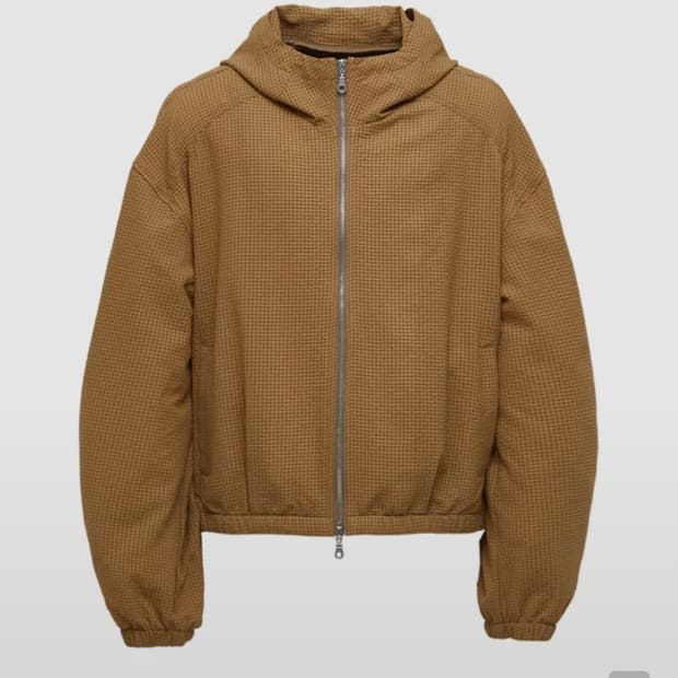 쿠어 투톤 파인체크 후드집업