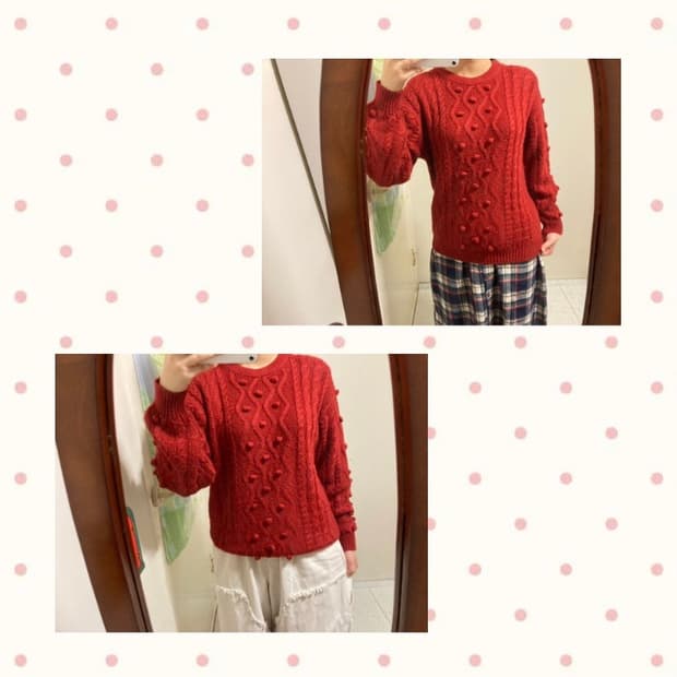 딸기 폼폼이 니트