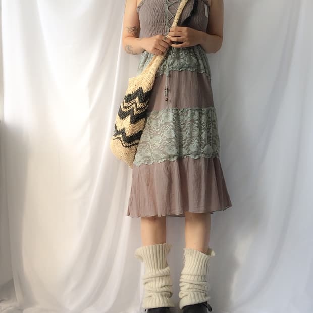 Lace layer lace up point sleeveless one 