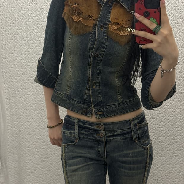 오즈세컨 웨스턴 카우걸 아메카지 스키니핏 아일렛 데님자켓 K0429