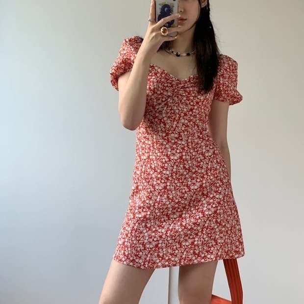 [새상품] 루루서울 루비 레드 미니 드레스