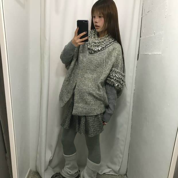 🎅🏻그레이 프릴 케이프 코디 세트🎅🏻