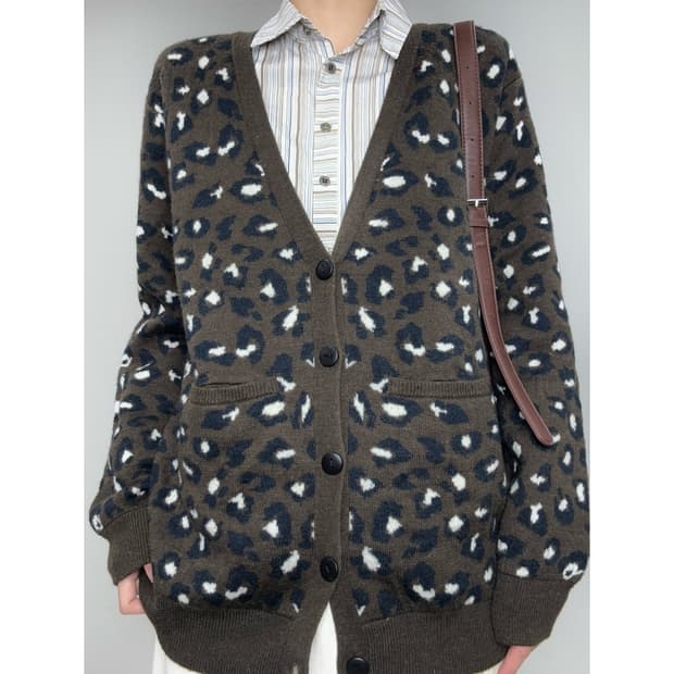 빈티지 레오파드 브라운 가디건