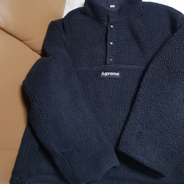 슈프림 폴라텍 셔링 리버시블 풀오버 플리스 블랙 23FW