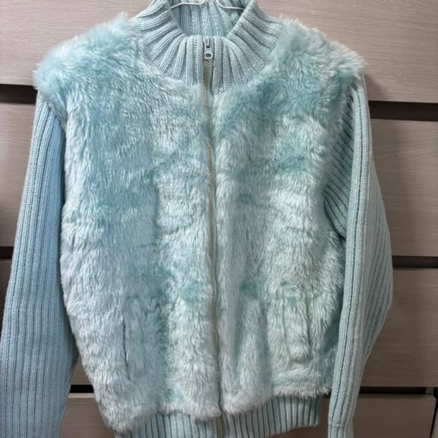 빈티지 민트 퍼 집업