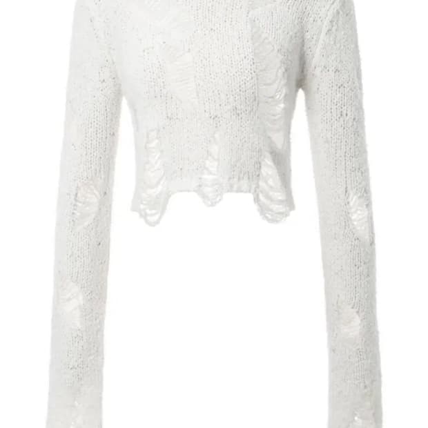 윈터 착용) 쓰리타임즈 데미지 니트 탑