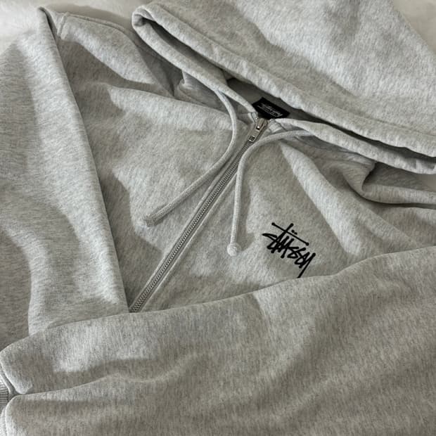 스투시 베이직 후드집업 애쉬헤더M