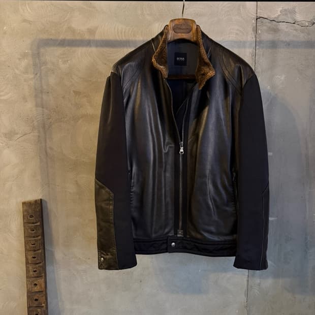 휴고보스 램스킨 싱글라이더 자켓 남성100