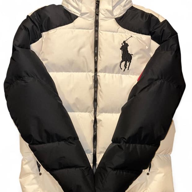 10s 폴로 랄프로렌 빅포니 투톤 다운 패딩 자켓 화이트/블랙