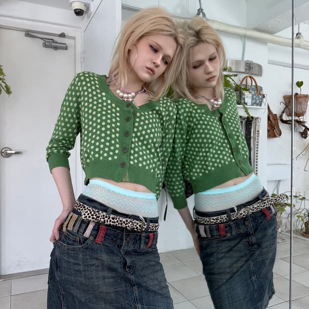 cropped dots cardigan