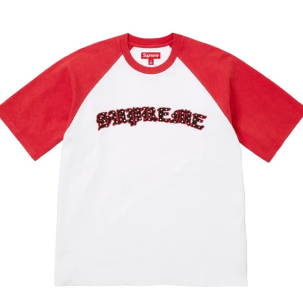 슈프림 라인스톤 래글런 숏슬리브 탑 화이트 - 26SS