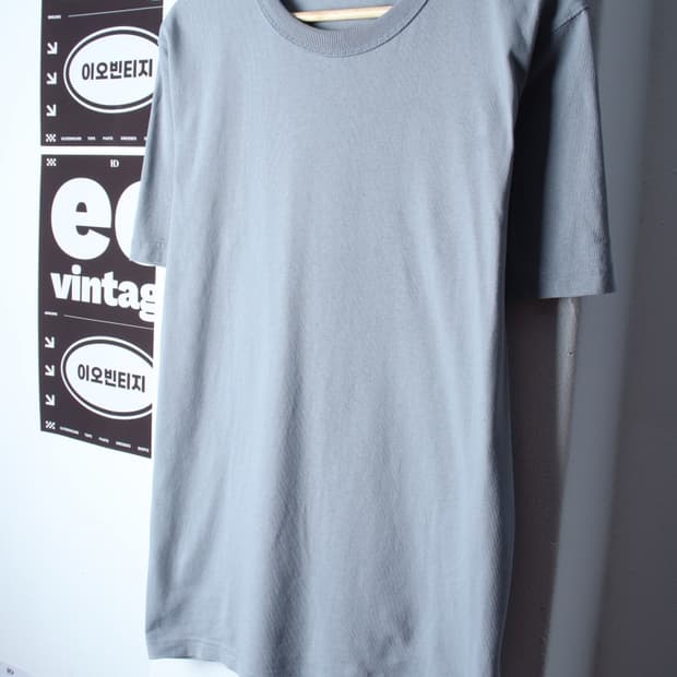 (L-XL) 유니클로 반팔 티셔츠 U라인 블루 무지 헤비-H3H33751