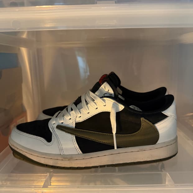 (W) 조던 1 x 트래비스 스캇 레트로 로우 OG SP 미디 움 올리브