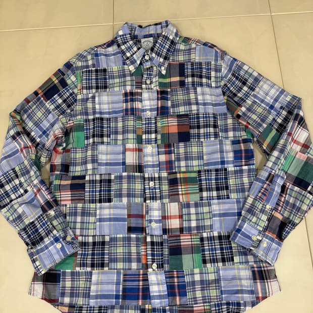 브룩스브라더스 마드라스 패치워크 셔츠 M(105)