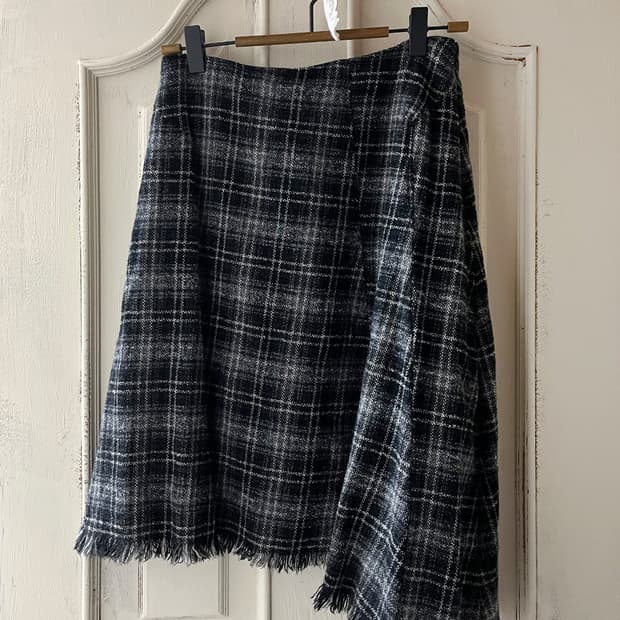 vintage check diagonal skirt