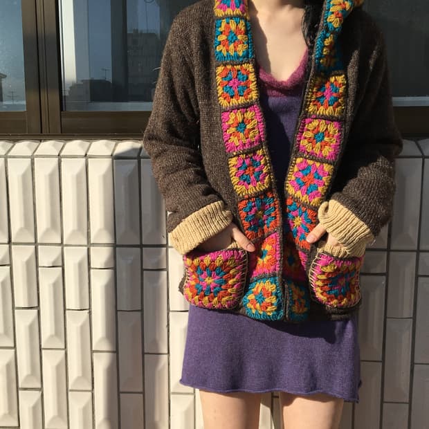 Titicaca knit hood zip up