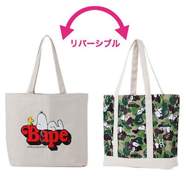 베이프X스누피 리버시블 토트백