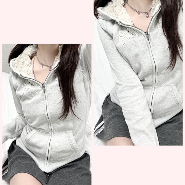 아베크롬비 그레이 양털 후드집업