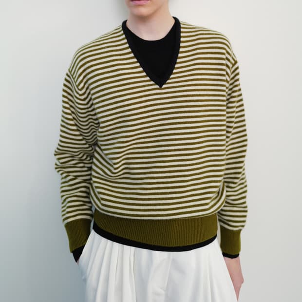 문달 risca knit 카키/핑크