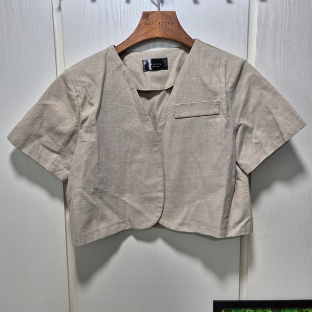 빈티지 베이지 크롭 반팔 자켓