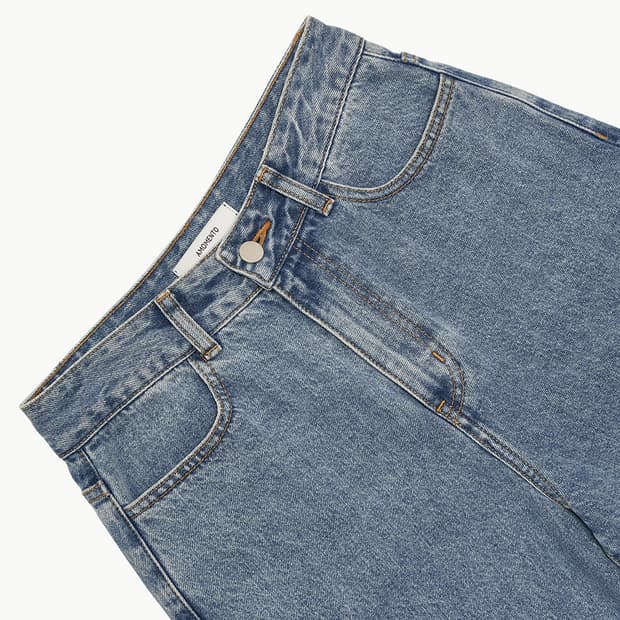 *가격조정X/판매중단예정* 아모멘토 시그니처 코튼 데님 미드 블루