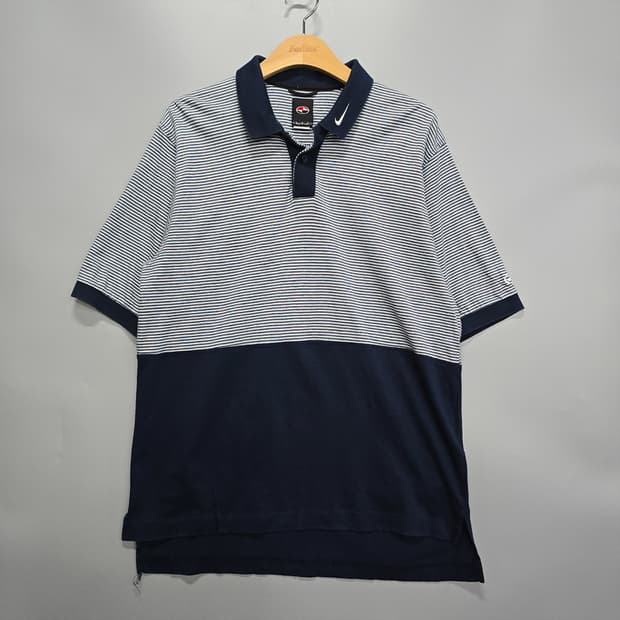 90-00s 나이키 NIKE 하프 스트라이프 반팔 카라티 100