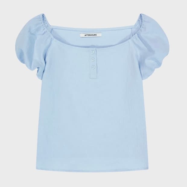 BUTTON UP PUFF BLOUSE