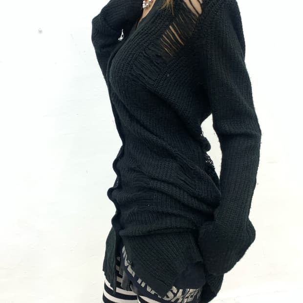 Dig deep distressed grunge long knit car