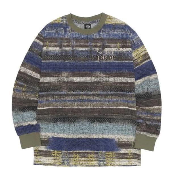 Ombrer Stripe L/S Tee Multi Blue
