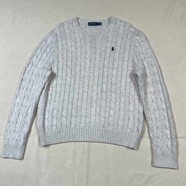 L) 폴로 랄프로렌 코튼 케이블 꽈배기 라운드넥 니트