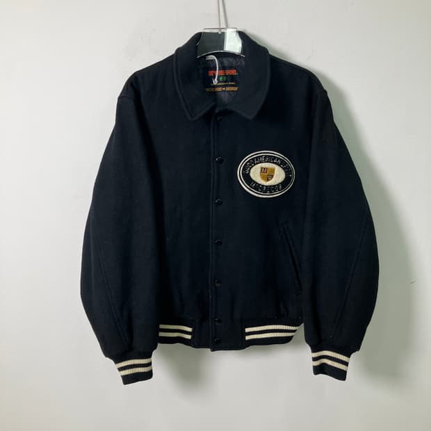 맥그리거 블랙 울 바시티 자켓 M