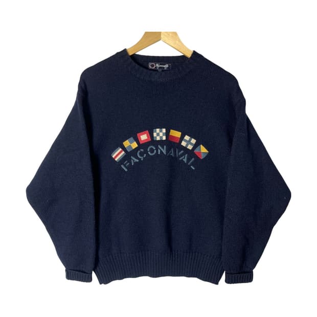 [Faconnable] 파쏘나블 로고자수 울 니트