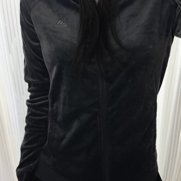 아디다스 그레이 벨벳 져지 집업 S