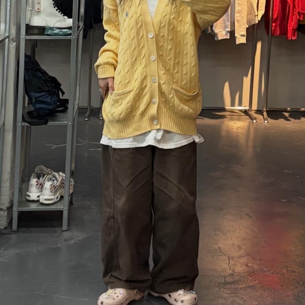 폴로랄프로렌 자수로고 케이블 니트 가디건 A3054