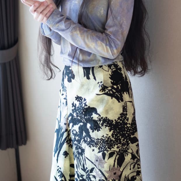 티크 ARC SILK PRINT SKIRT