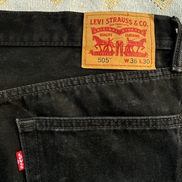 리바이스 505 흑청 36/30 지퍼플라이