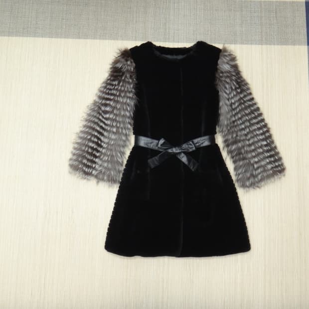 (55size) 2050STYLE 천연모피 폭스배색 코트