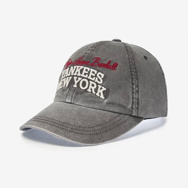 MLB 빈티지 컬러 워싱 언스트럭쳐 볼캡 NY (Charcoal Grey